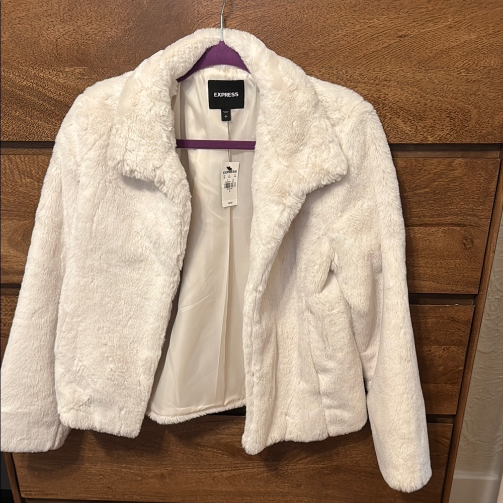 Express Women's White Faux Fur Jacket